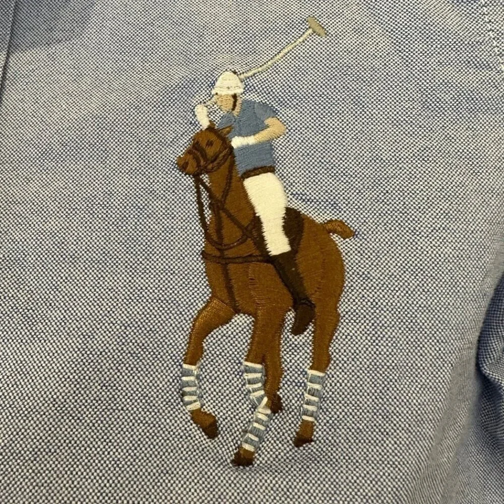 Ralph Lauren cotton twill large pony embroidered logo button front shirt